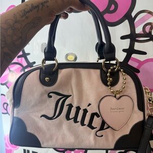 Juicy Couture Pink and Black Heart Charm Satchel Bag